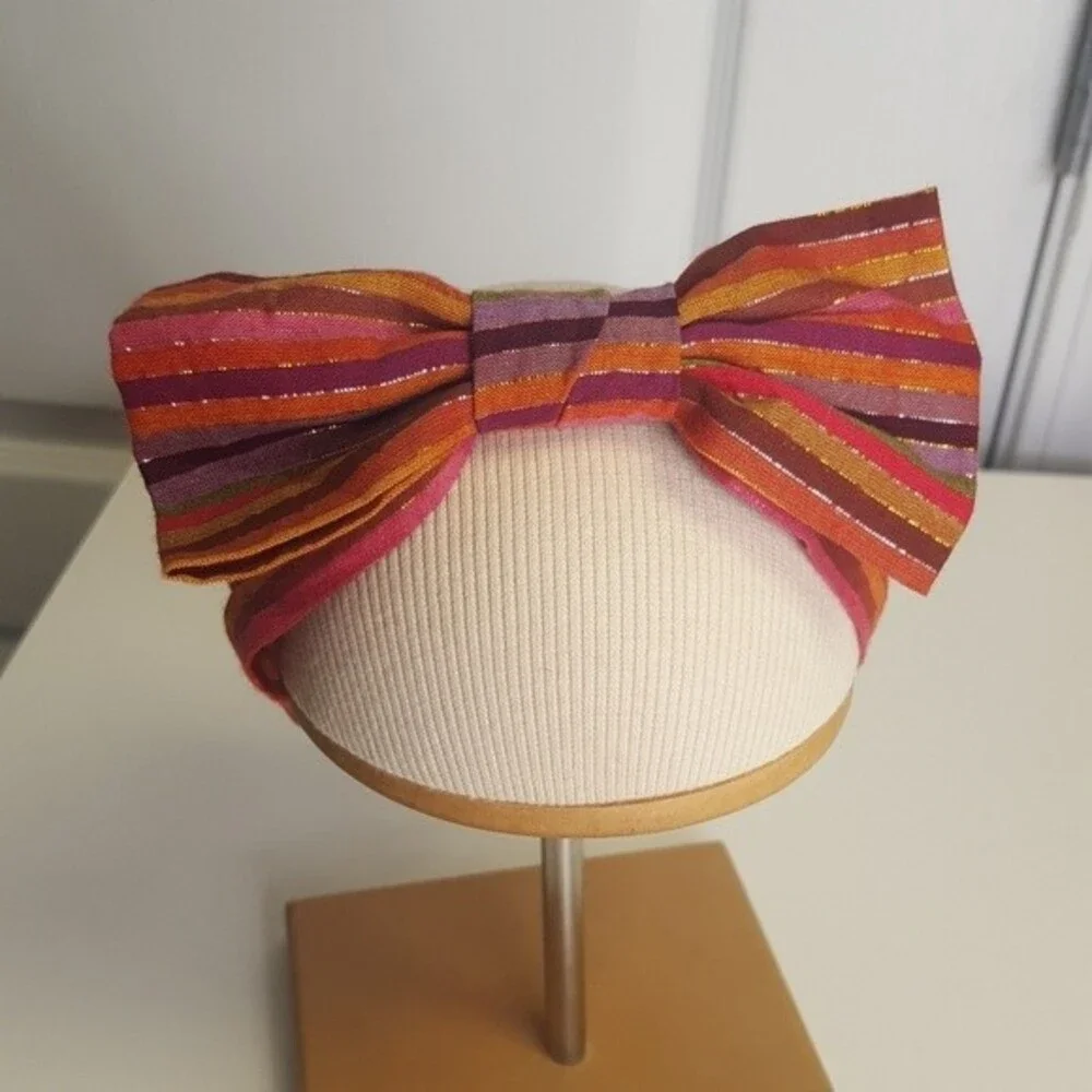 Gymboree Fall Gold Metallic Stripe Baby Bow